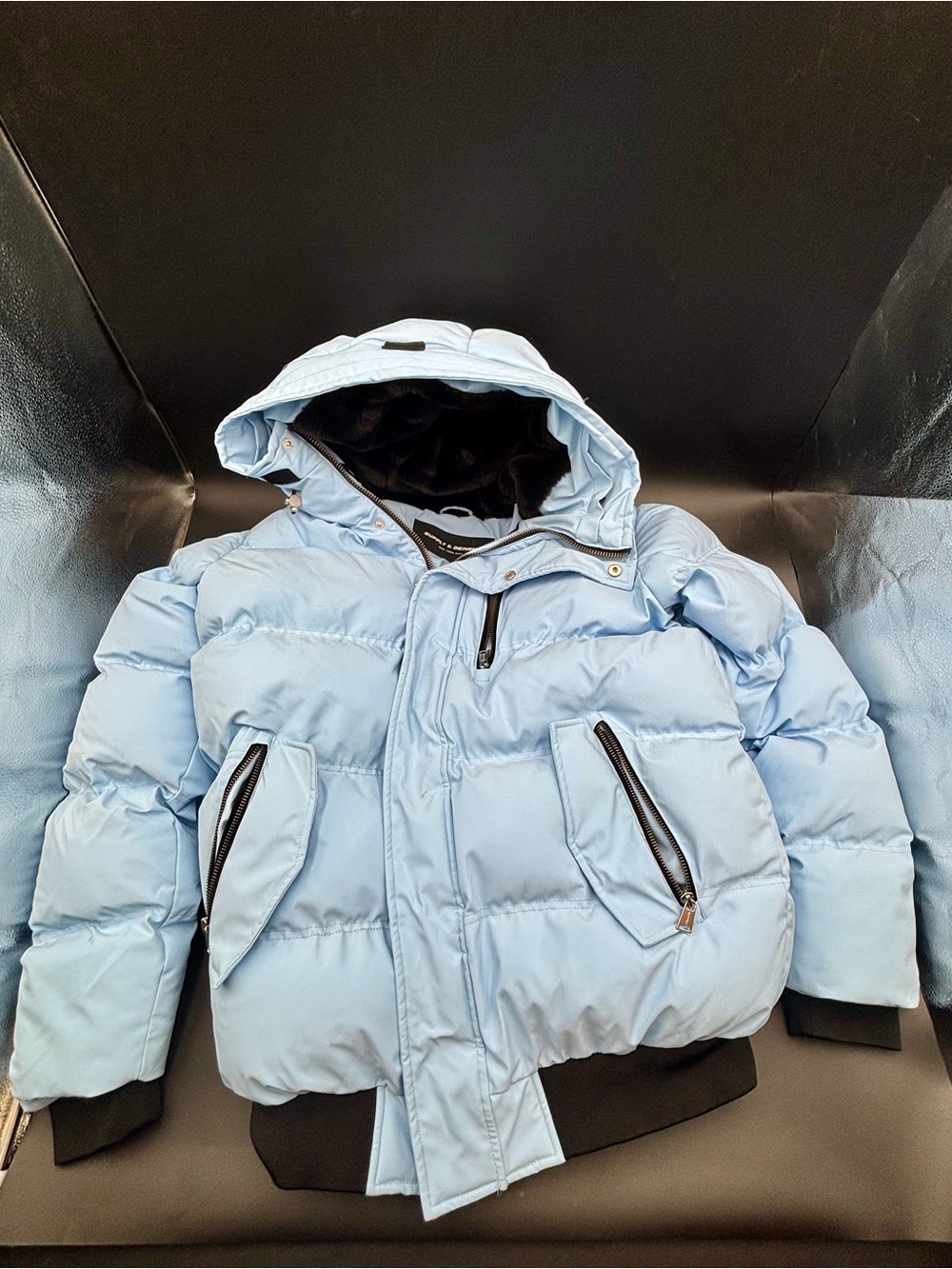 Supply & Demand Light Blue Hooded Puffer Jacket - Size Medium